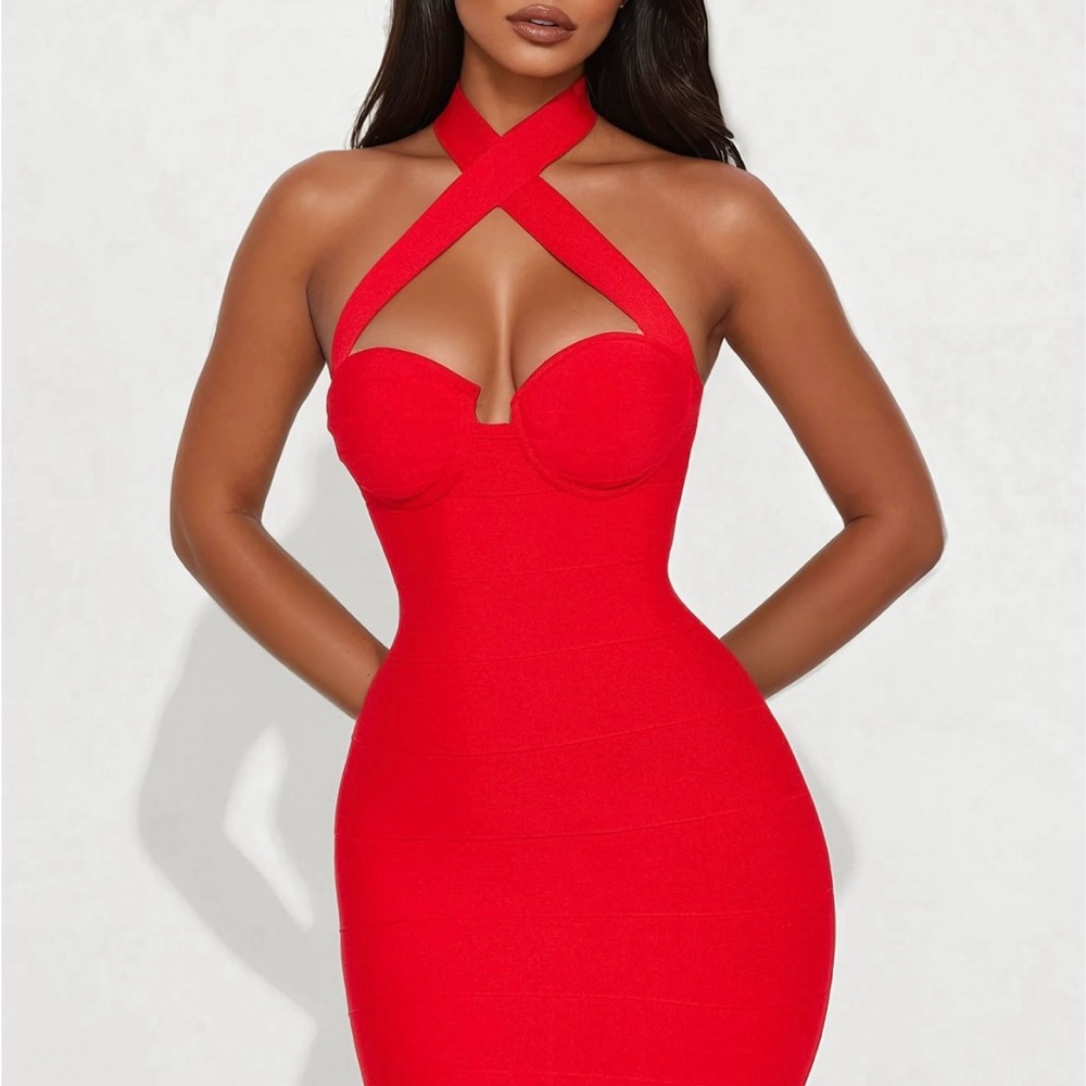 Fashion Nova Strapless Red Dress - Picture 2 of 3